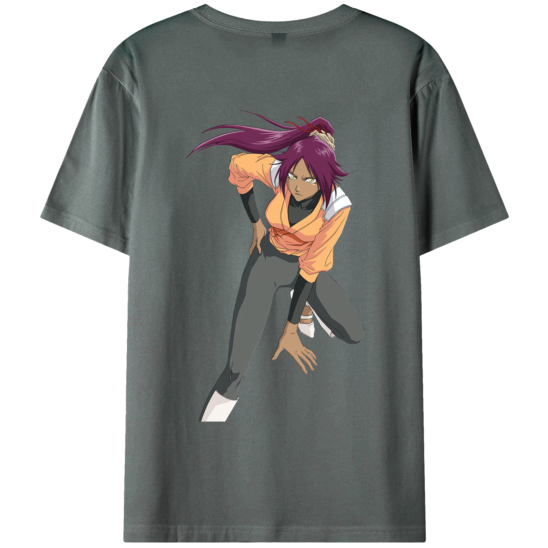 （画像用） ブリーチ 四楓院 夜一（しほういん よるいち） BLEACH Shihouin Yoruichi 綿100％ メンズ半袖Tシャツ（バックプリント） 通気性